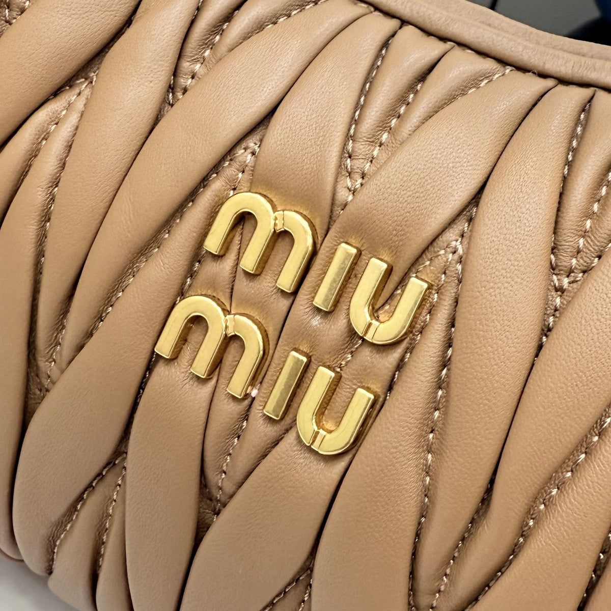 Miu Miu Brown Lambskin Leather Vintage-Finish Handbag