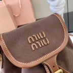 Miu Miu Brown Canvas & Calfskin Leather Backpack