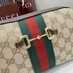 Gucci Brown Canvas & Leather Horsebit Crossbody Bag