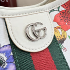 Gucci White Leather Double G Tote Bag