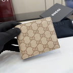 Gucci Brown Canvas & Leather Logo Wallet