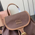 Miu Miu Brown Canvas & Calfskin Leather Backpack