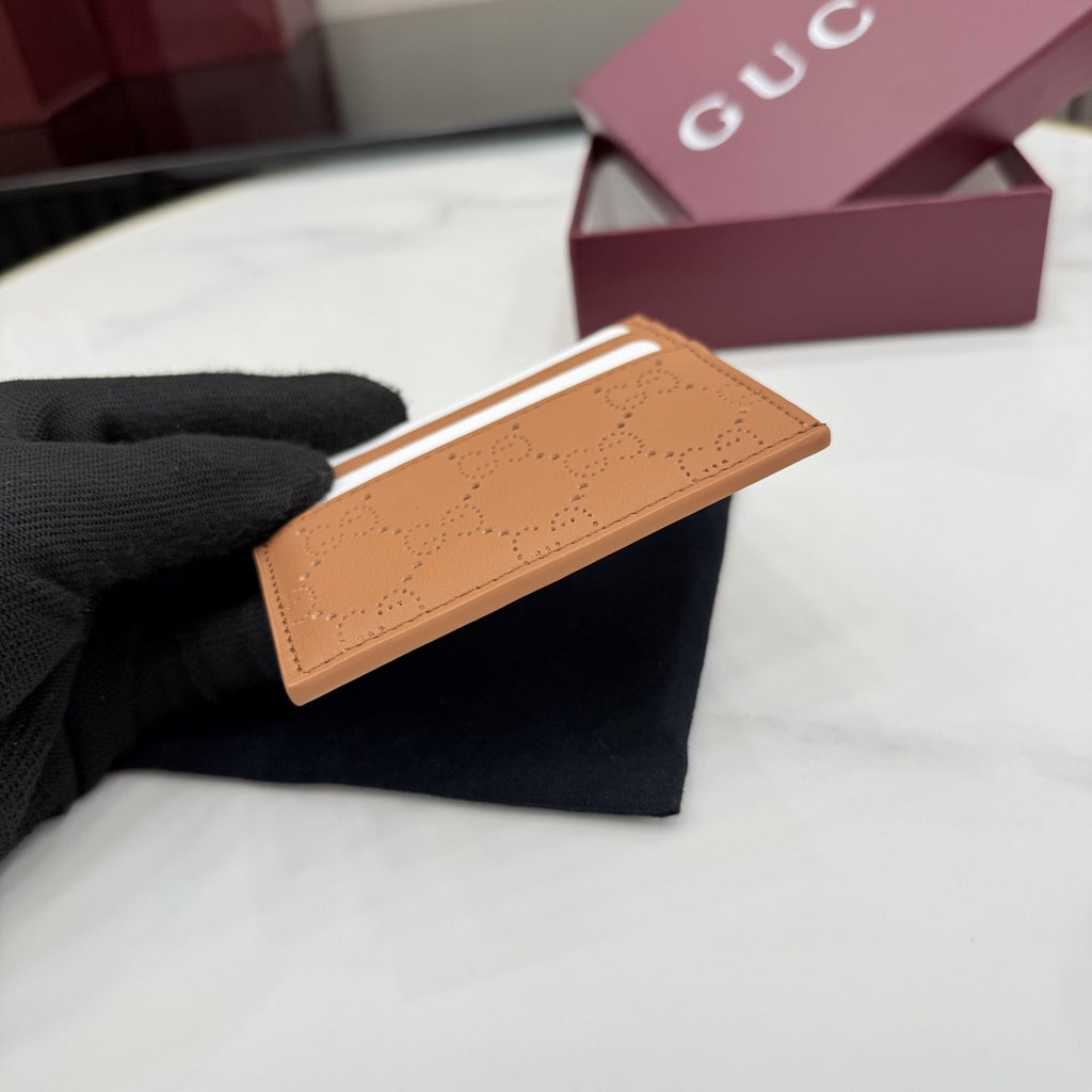 Gucci Brown Leather Openwork Card Holder