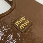Miu Miu Brown Patent Leather Logo Tote Bag
