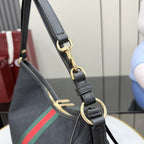 Gucci Black Canvas & Leather Zip Shoulder Bag