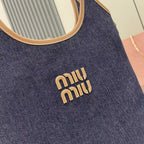 Miu Miu Black Leather Logo Tote Bag