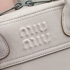 Miu Miu Leather & Linen Logo Handbag