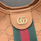 Gucci Brown Leather & Canvas Double G Tote Bag