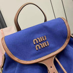 Miu Miu Brown Canvas & Calfskin Leather Backpack