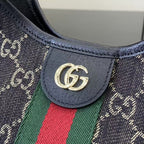 Gucci Black Denim & Canvas Double G Tote Bag