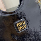 Miu Miu Black Patent Leather Logo Tote Bag