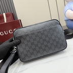 Gucci Black Canvas & Leather Zip Crossbody Bag