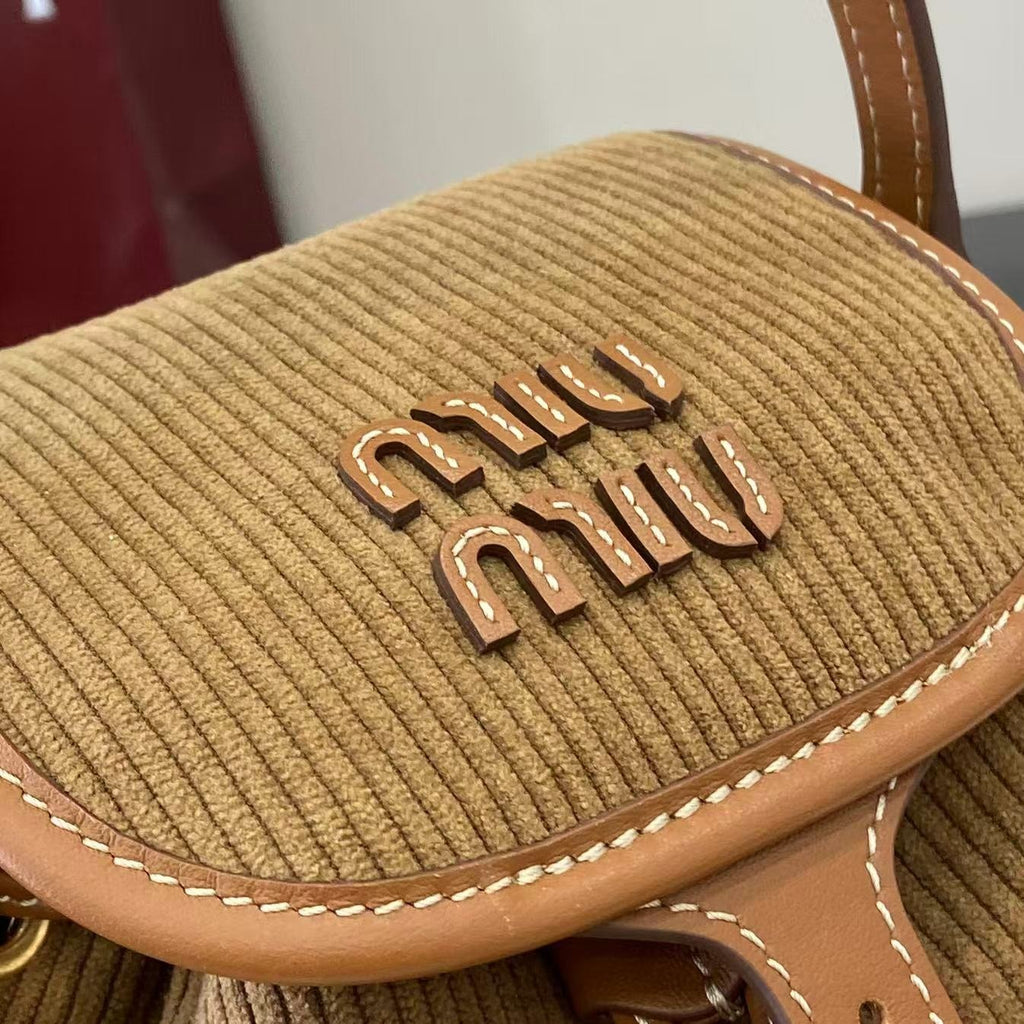 Miu Miu Corduroy & Calfskin Leather Backpack