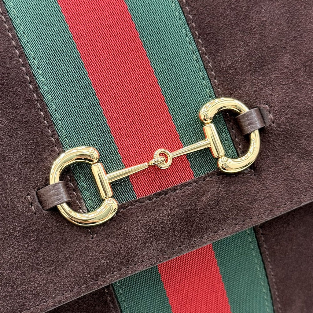 Gucci Brown Leather & Canvas Horsebit Handbag