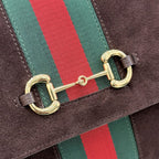Gucci Brown Leather & Canvas Horsebit Handbag
