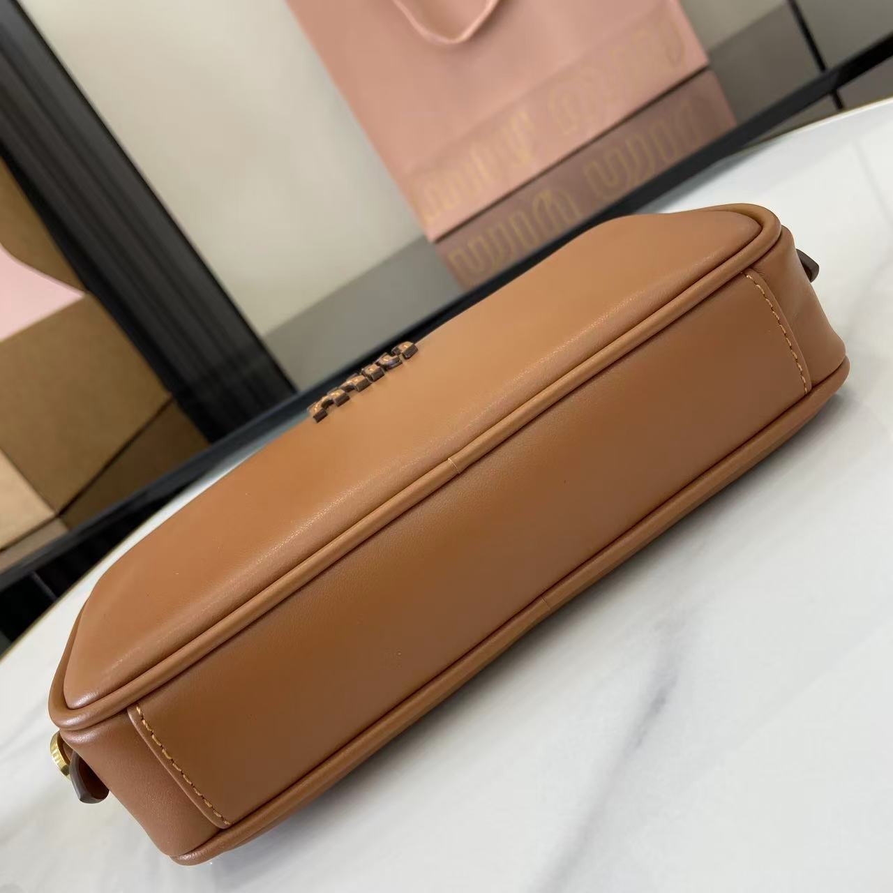 Miu Miu Calfskin Leather & Cotton Colorblock Handbag