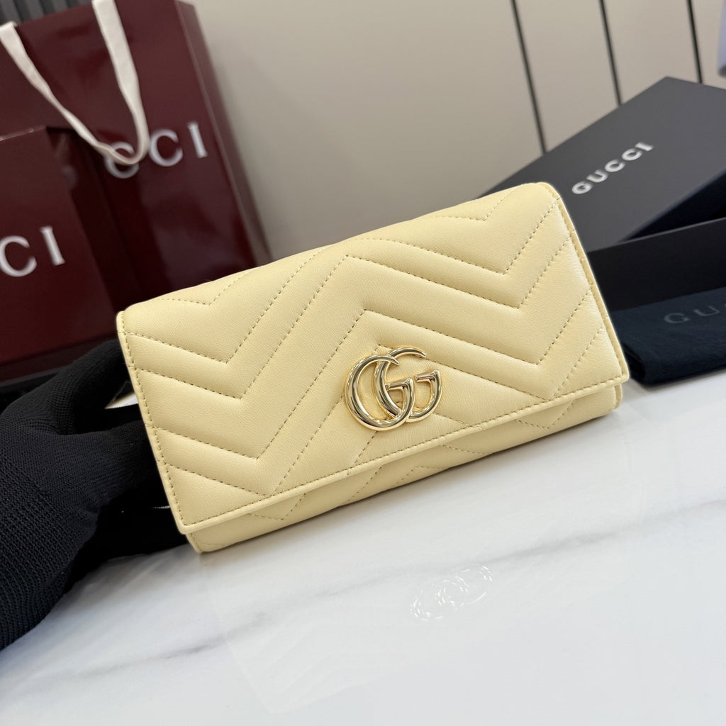 Gucci Yellow Leather GG Marmont Wallet