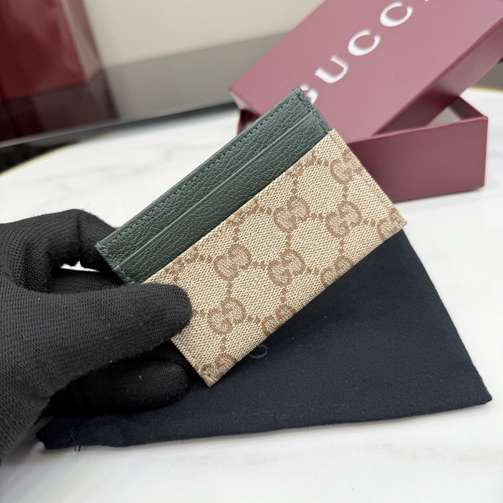 Gucci Brown Canvas & Leather Card Holder