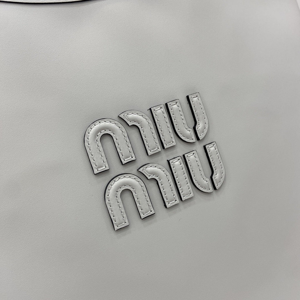 Miu Miu White Leather Logo Tote Bag