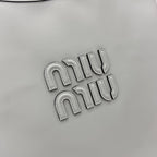 Miu Miu White Leather Logo Tote Bag
