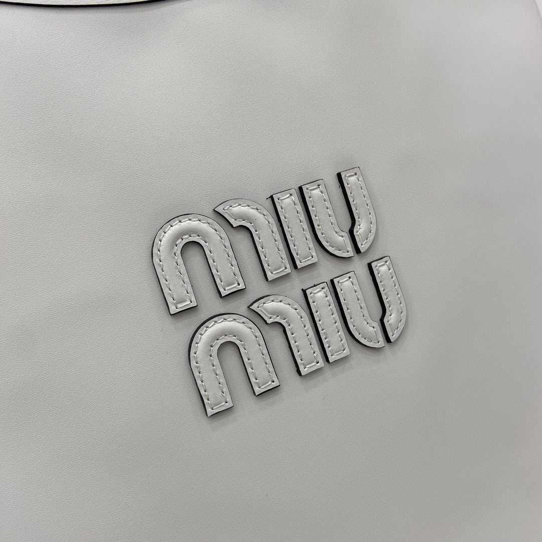 Miu Miu White Leather Logo Tote Bag