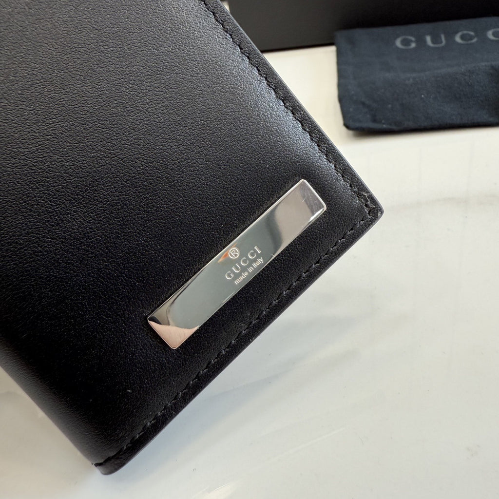 Gucci Black Leather & Canvas Card Holder