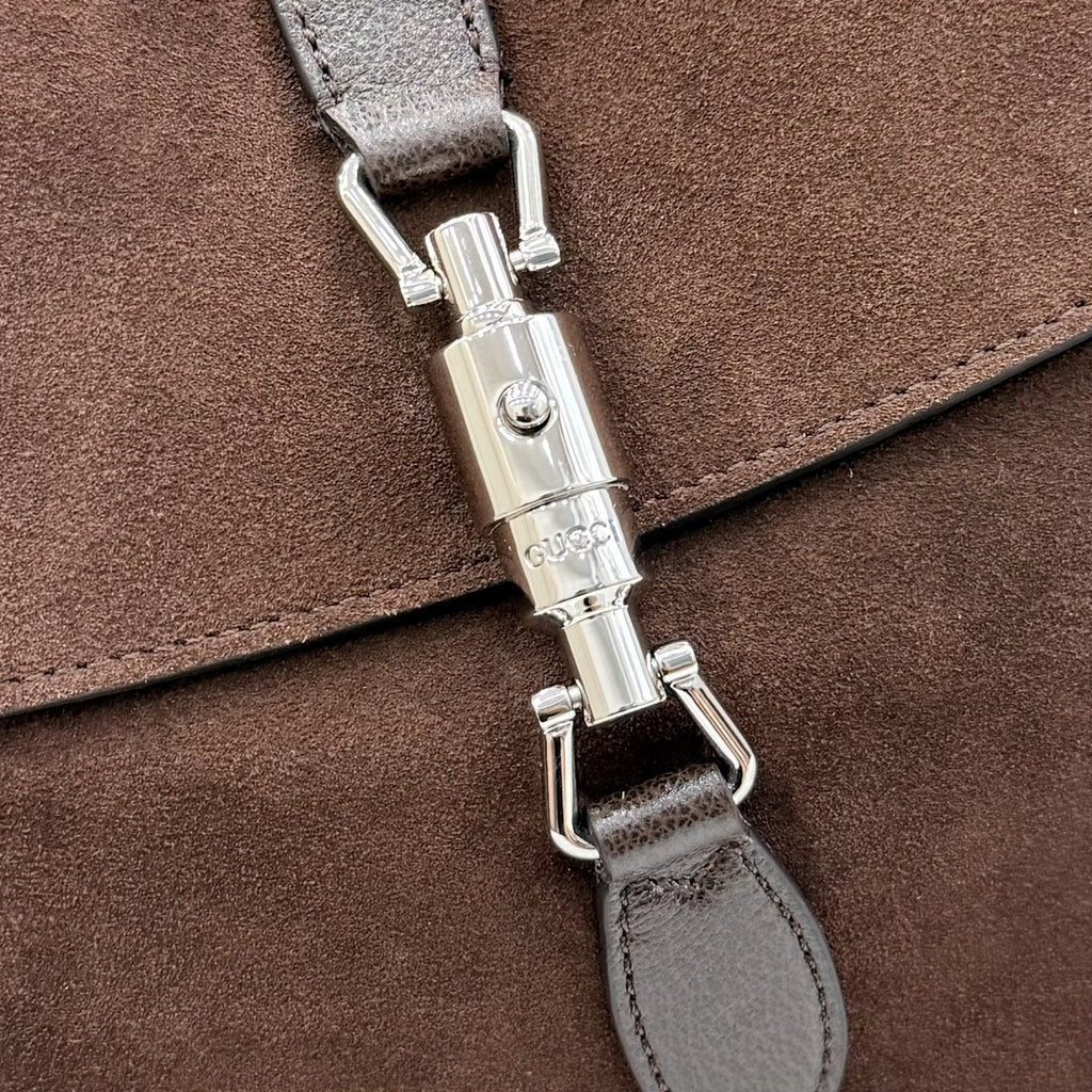 Gucci Brown Lambskin Leather Jackie 1961 Crossbody Bag