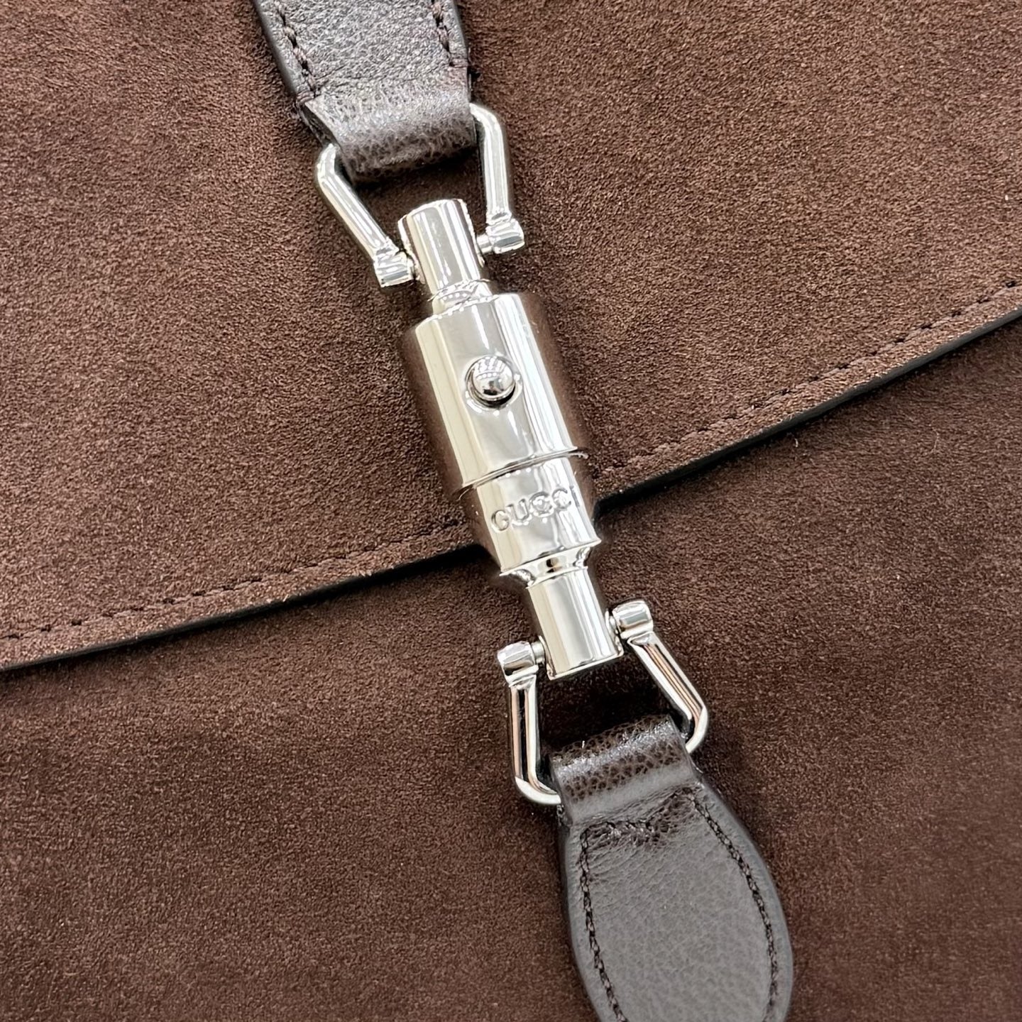 Gucci Brown Lambskin Leather Jackie 1961 Crossbody Bag