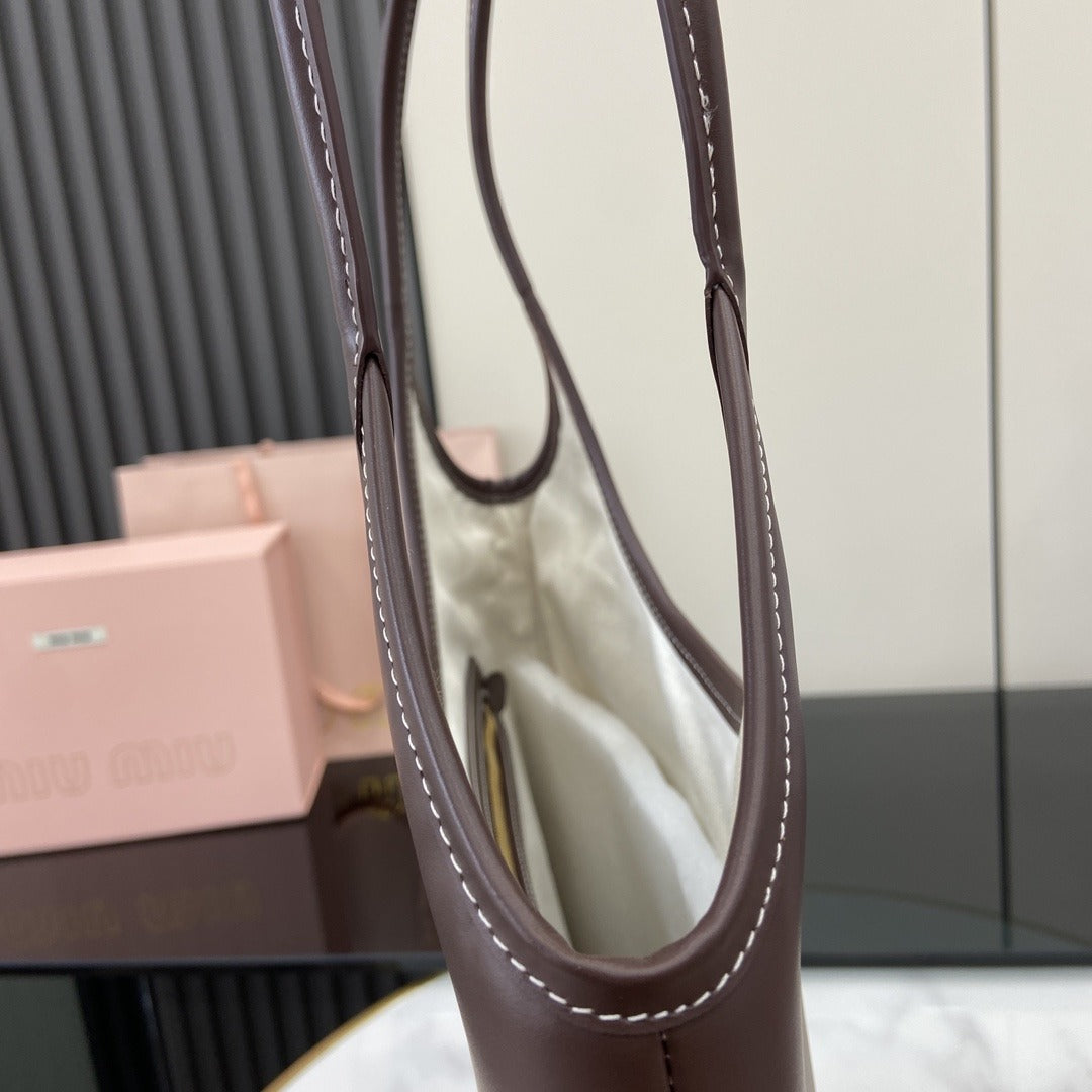 Miu Miu Red Leather Logo Tote Bag