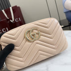 Gucci Beige Lambskin Leather GG Marmont Crossbody Bag