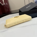 Gucci Yellow Leather GG Marmont Clutch