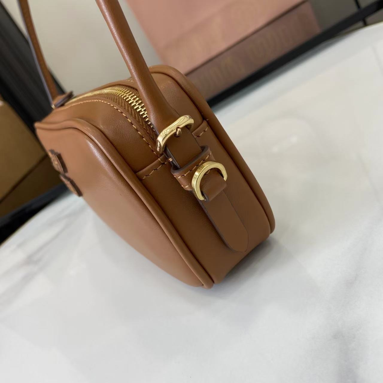Miu Miu Calfskin Leather & Cotton Colorblock Handbag