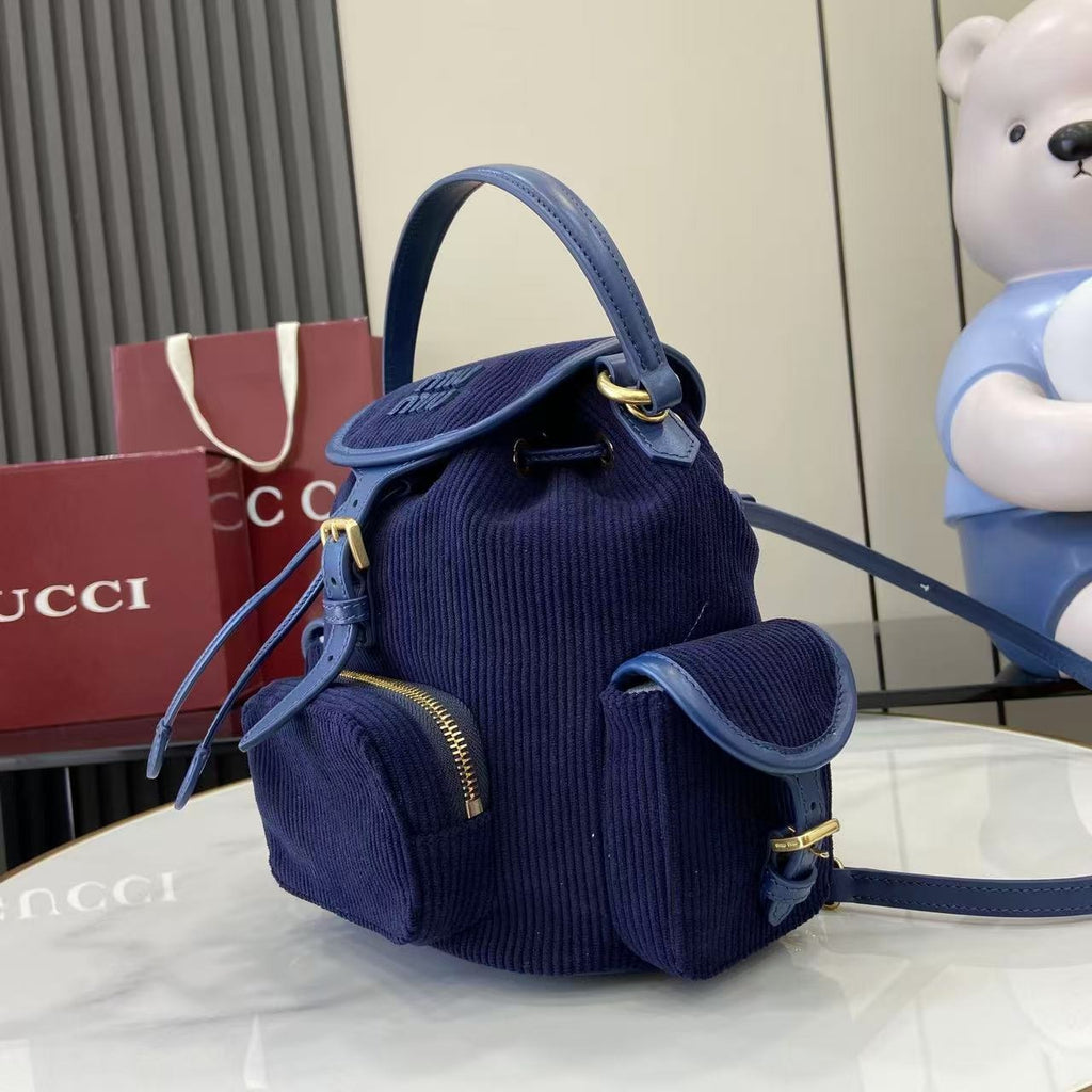 Miu Miu Corduroy & Calfskin Leather Backpack