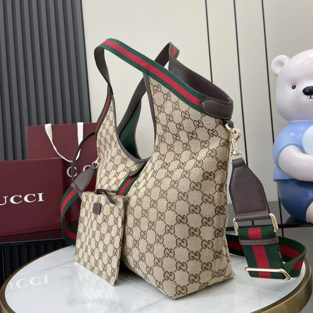 Gucci White Canvas Double G Tote Bag