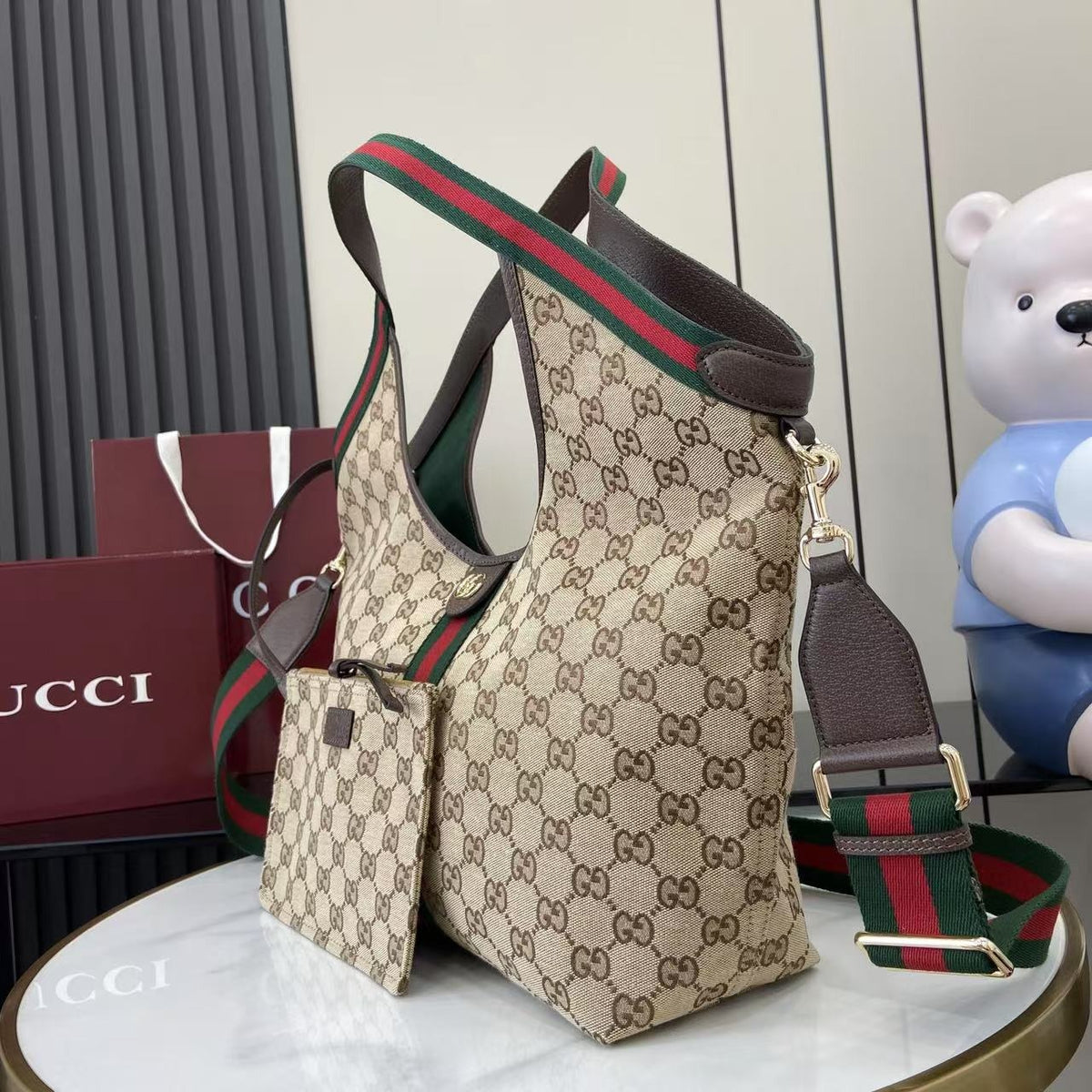 Gucci White Canvas Double G Tote Bag