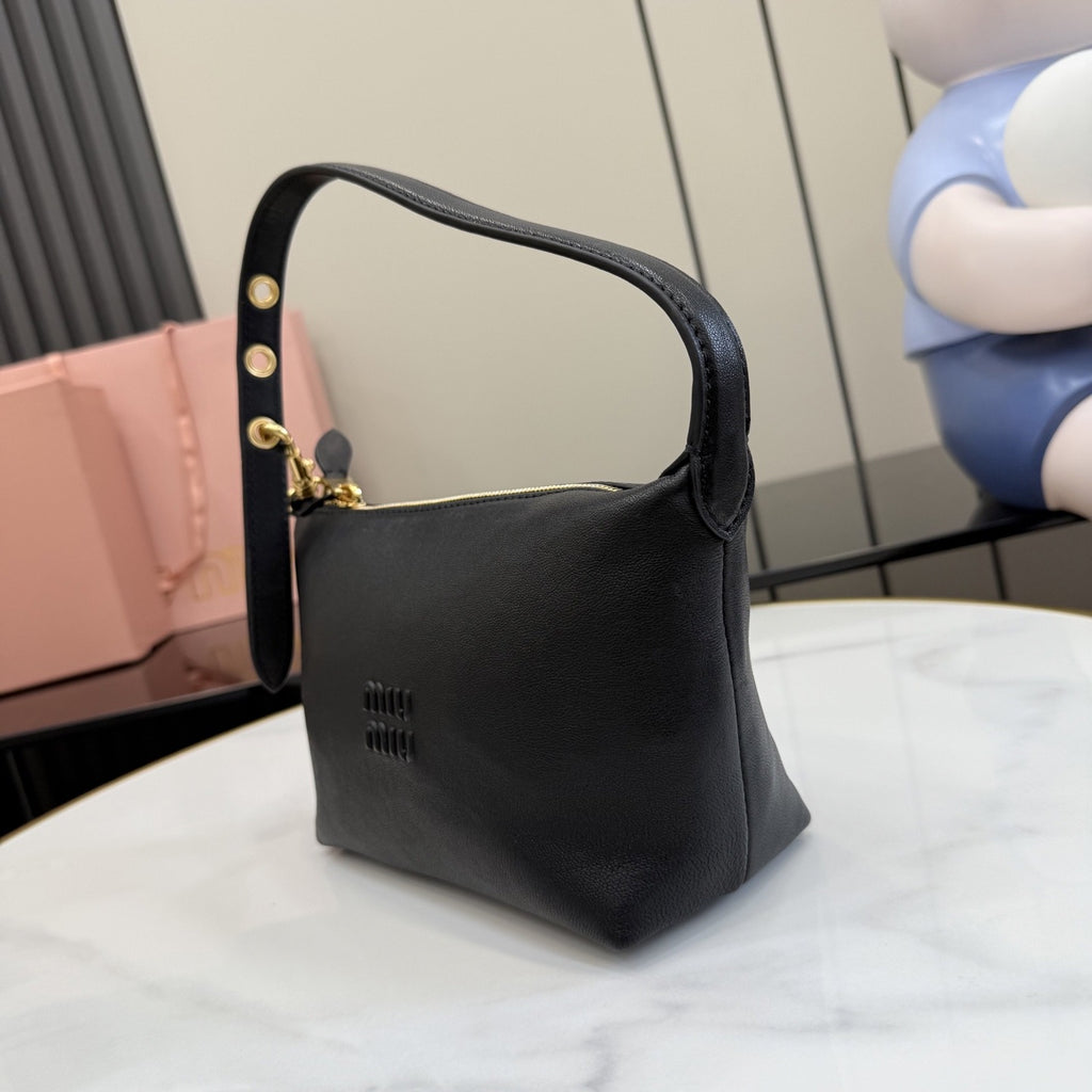 Miu Miu Black Patent Leather Logo Handbag
