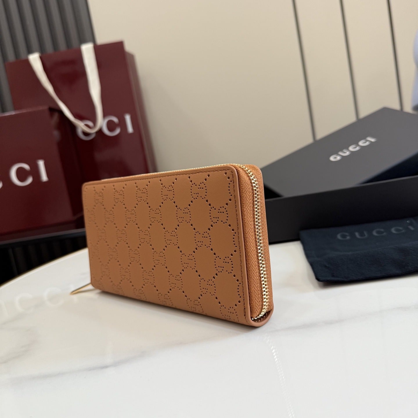 Gucci Brown Leather Logo Wallet