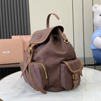Miu Miu Brown Canvas & Calfskin Leather Backpack