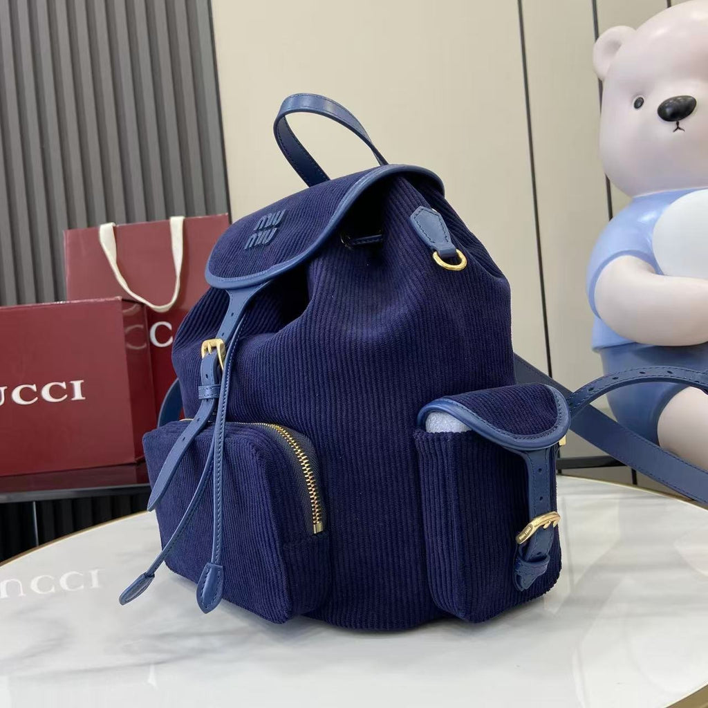 Miu Miu Corduroy & Calfskin Leather Backpack