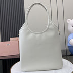 Miu Miu White Leather Logo Tote Bag