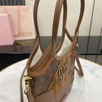 Miu Miu Brown Leather Logo Tote Bag