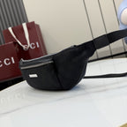 Gucci Black Canvas & Leather Zip Crossbody Bag