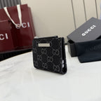 Gucci Black Denim & Leather Zip Wallet