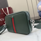 Gucci Green Leather & Canvas Logo Crossbody Bag