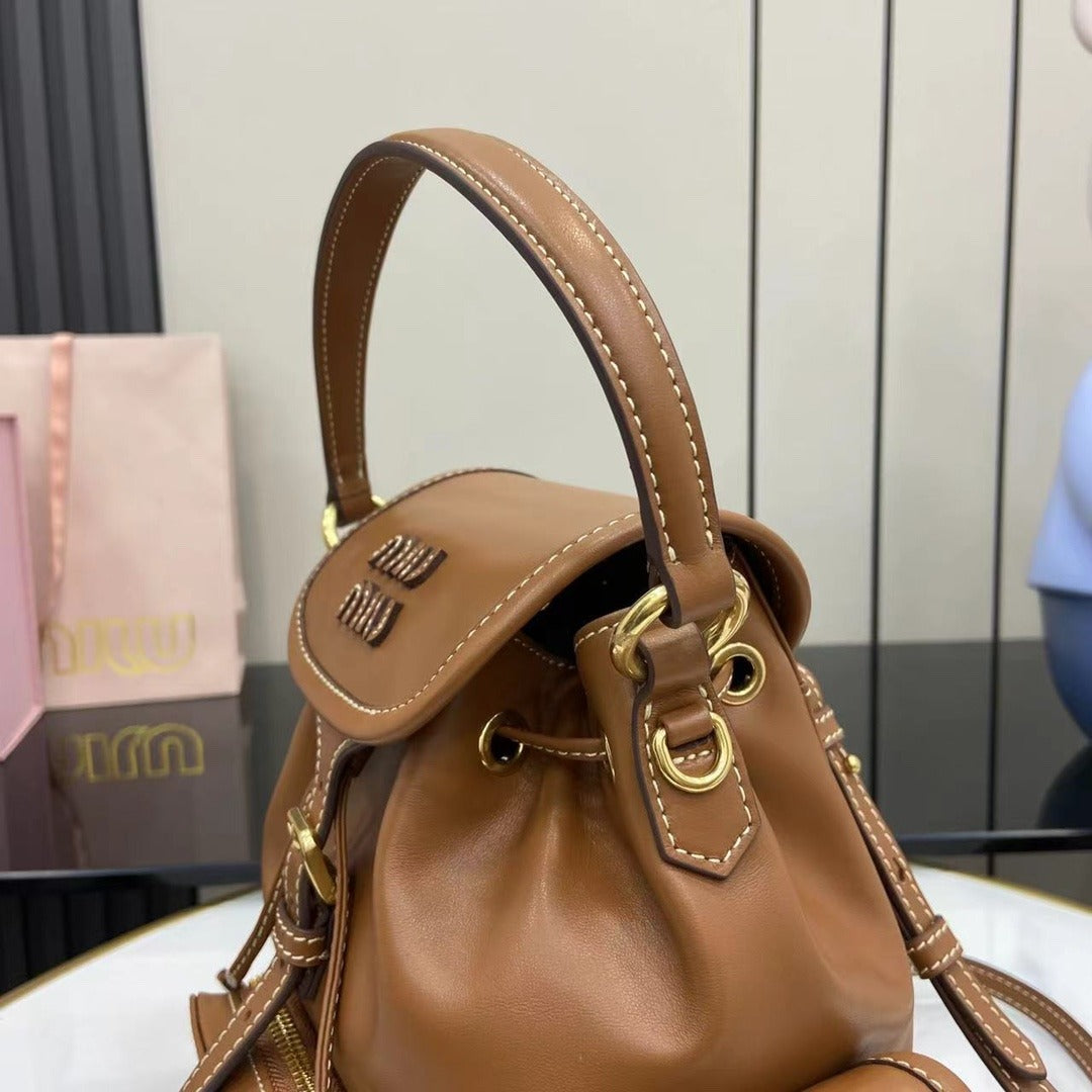 Miu Miu Brown Calfskin Leather Backpack