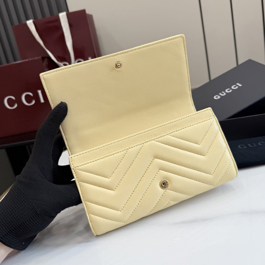 Gucci Yellow Leather GG Marmont Wallet