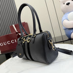 Gucci Black Leather & Canvas Horsebit Handbag
