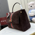 Gucci Brown Leather & Canvas Horsebit Handbag