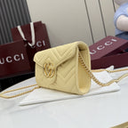 Gucci Yellow Leather GG Marmont Clutch