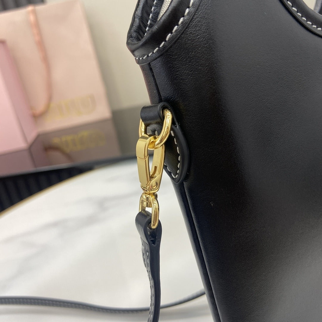 Miu Miu Black Leather Logo Tote Bag